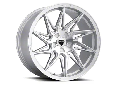 Blaque Diamond Wheels BD-F20 Silver Brush Face FP Wheel; Right Directional; Front Only; 20x9; 15mm Offset (08-23 RWD Challenger, Excluding Widebody)