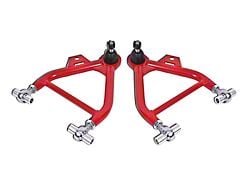 BMR Adjustable Front Lower Coil-Over Arm Arms; Rod End; Standard Ball Joint; Red (79-93 Mustang)