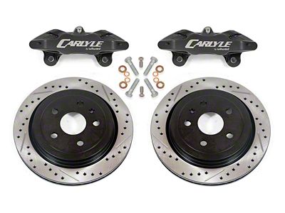 BMR 15-Inch Wheel Rear Brake Conversion Kit with Drilled and Slotted Rotors; Black Calipers (14-19 Corvette C7 w/ 15-Inch Wheels)