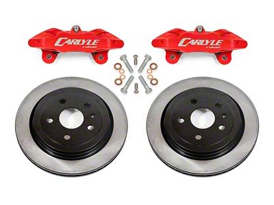 BMR 15-Inch Wheel Rear Brake Conversion Kit with Solid Rotors; Red Calipers (14-19 Corvette C7 w/ 15-Inch Wheels)