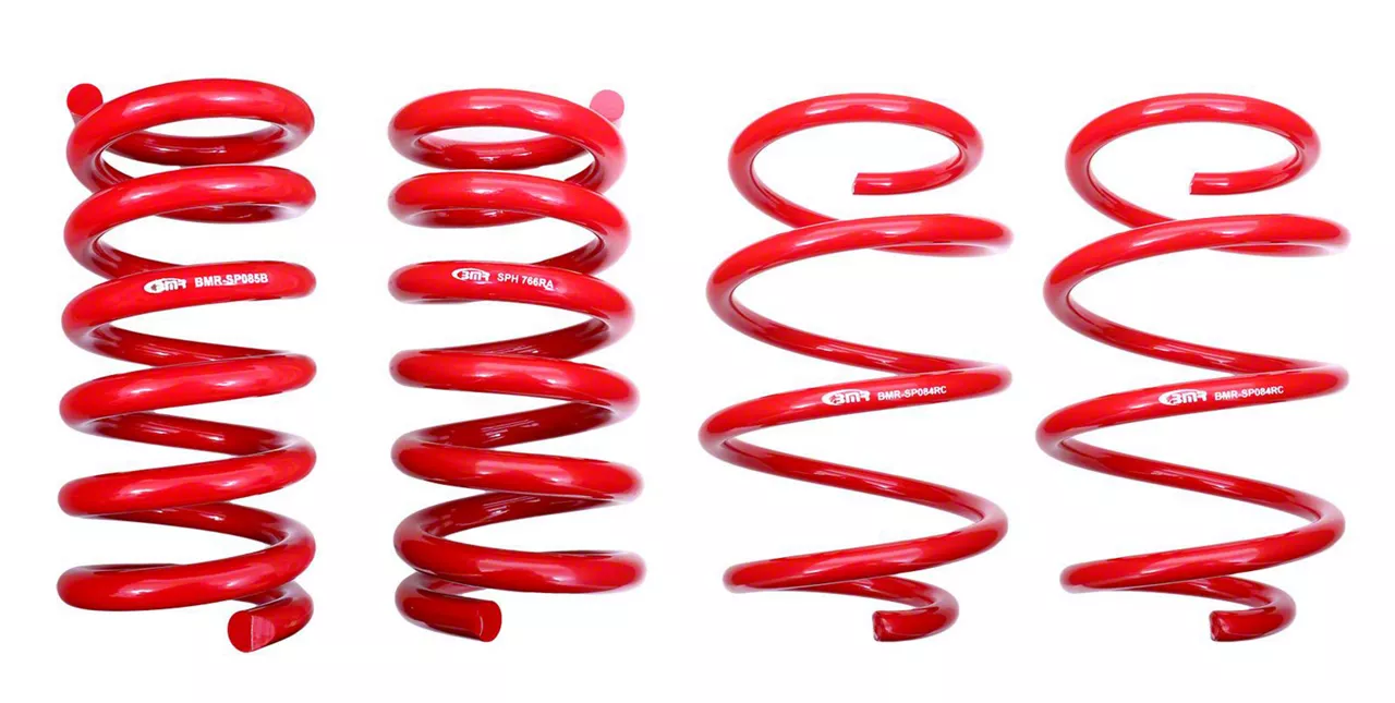 BMR Mustang Front and Rear Lowering Springs; Handling Version; Red BMR ...