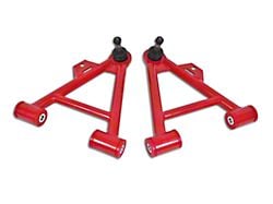 BMR Non-Adjustable Front Lower Coil-Over A-Arms; Polyurethane Bushings; Tall Ball Joint; Red (79-93 Mustang)