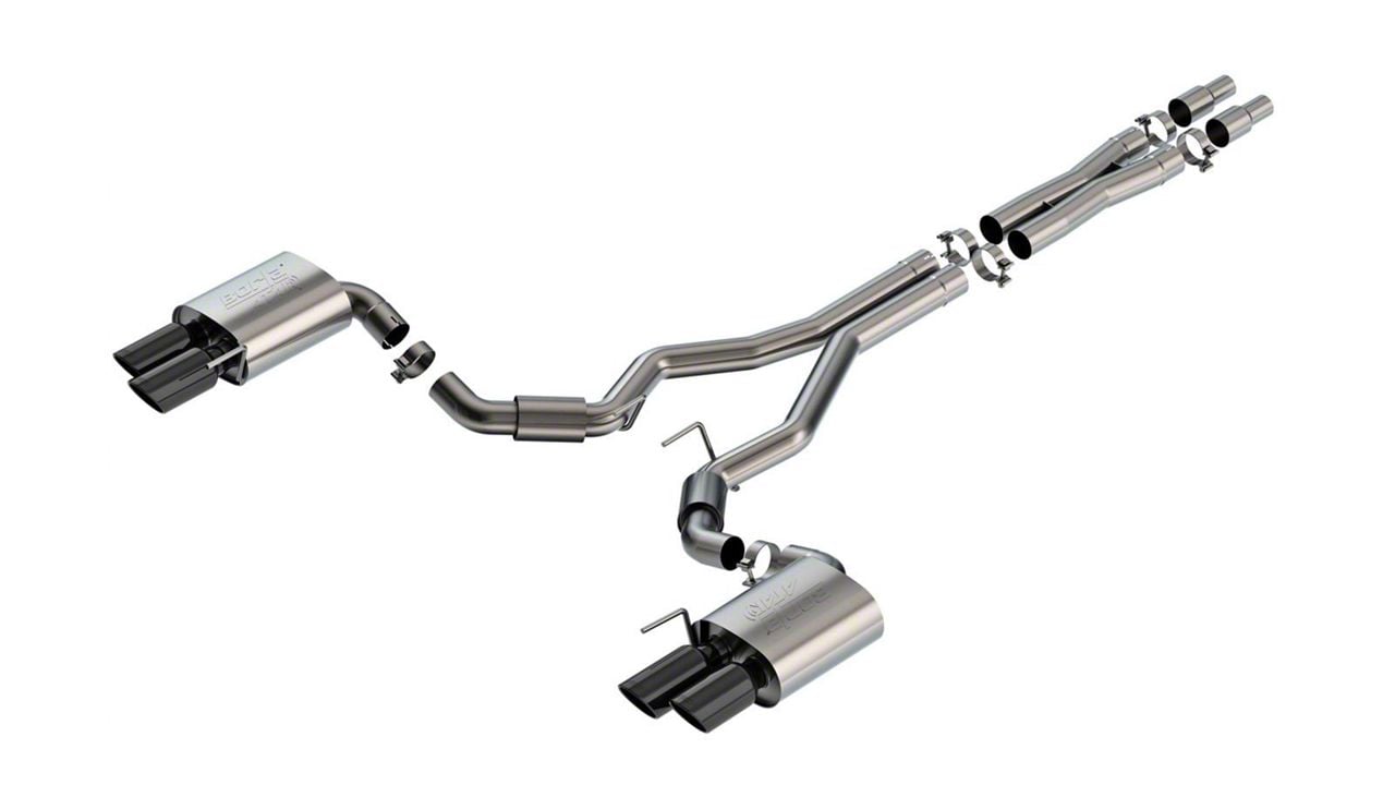 Borla Mustang ATAK Cat-Back Exhaust with Quad Black Chrome Tips ...