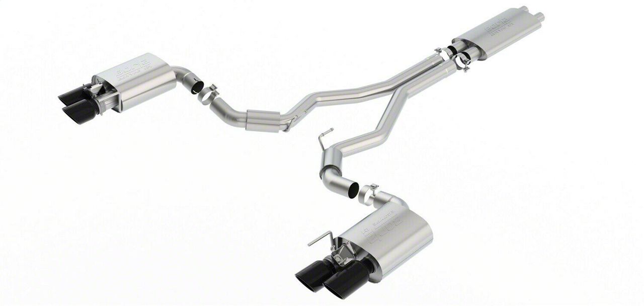 Borla Mustang Touring Cat-Back Exhaust with Black Chrome Tips; ECE ...