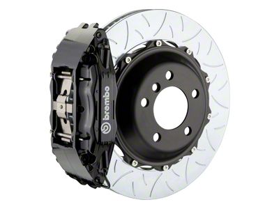 Brembo GT Series 4-Piston Front Big Brake Kit with 14-Inch 2-Piece Type 3 Slotted Rotors; Black Calipers (09-10 Challenger R/T, SE)