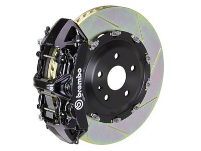 Brembo GT Series 6-Piston Front Big Brake Kit with 15-Inch 2-Piece Type 1 Slotted Rotors; Black Calipers (08-14 Challenger SRT8)