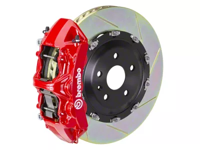 Brembo GT Series 6-Piston Front Big Brake Kit with 15-Inch 2-Piece Type 1 Slotted Rotors; Red Calipers (11-23 5.7L HEMI Challenger)