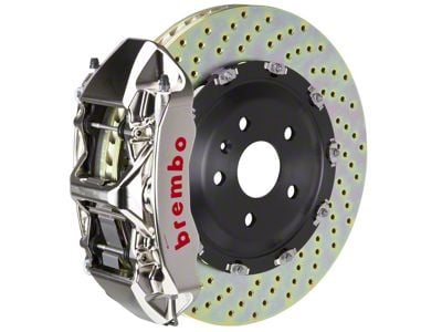 Brembo GT Series 6-Piston Front Big Brake Kit with 15-Inch 2-Piece Cross Drilled Rotors; Nickel Plated Calipers (08-14 Challenger SRT8)