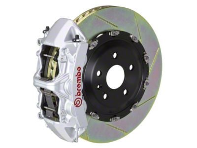 Brembo GT Series 6-Piston Front Big Brake Kit with 15-Inch 2-Piece Type 1 Slotted Rotors; Silver Calipers (06-14 Charger SRT8)