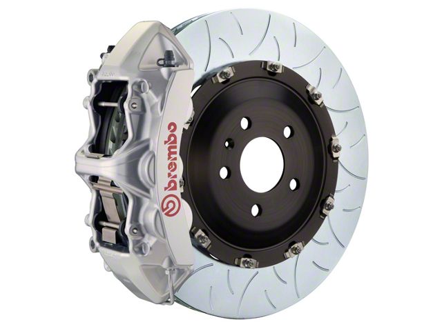 Brembo GT Series 6-Piston Front Big Brake Kit with 15-Inch 2-Piece Type 3 Slotted Rotors; Silver Calipers (06-14 Charger SRT8)
