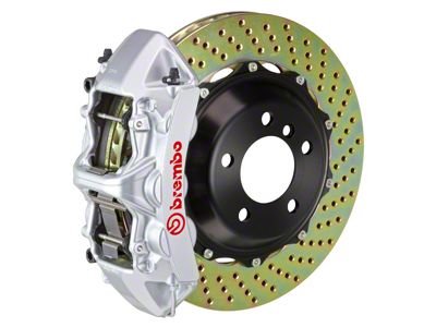 Brembo GT Series 6-Piston Rear Big Brake Kit with 380x32mm 2-Piece Cross Drilled Rotors; Silver Calipers (20-25 Corvette C8 Stingray)