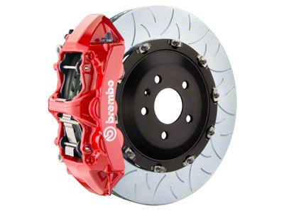 Brembo GT Series 6-Piston Front Big Brake Kit with 15-Inch 2-Piece Type 3 Slotted Rotors; Red Calipers (15-23 Mustang GT, EcoBoost, V6)