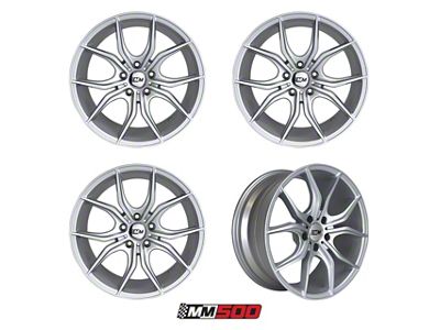 Staggered MM500 Silver 4-Wheel Kit; 18x8/18x9; 30mm Offset (94-98 Mustang GT, V6)