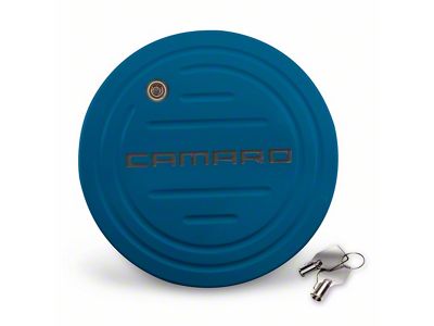 CA Locking Fuel Door with Camaro Logo; Aqua Blue (10-15 Camaro)