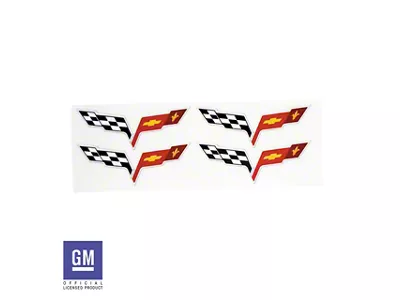 Aftermarket Wheel Center Cap Vinyl Decals; Cross Flags (05-13 Corvette C6)