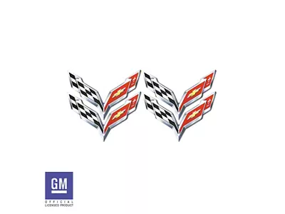 Aftermarket Wheel Center Cap Vinyl Decals; Cross Flags (14-19 Corvette C7)