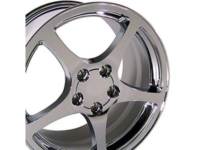 CA C5 Style Chrome Wheel; Front Only; 17x8.5; 58mm Offset (97-04 Corvette C5 Base)