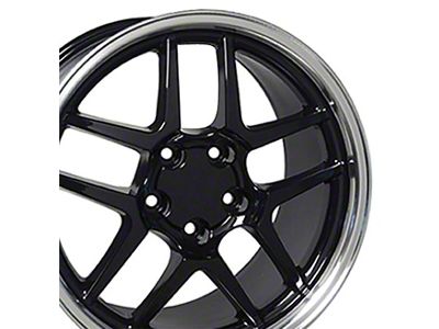 CA C5 Z06 Style Gloss Black with Machined Lip Wheel; Front Only; 17x9.5; 54mm Offset (97-04 Corvette C5)