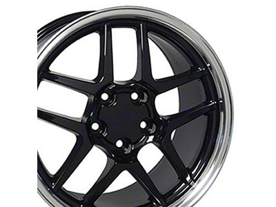 CA C5 Z06 Style Gloss Black with Machined Lip Wheel; Rear Only; 18x10.5; 56mm Offset (97-04 Corvette C5)