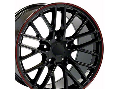 CA C6 ZR1 Style Gloss Black Wheel; Front Only; 18x8.5; 56mm Offset (05-13 Corvette C6)