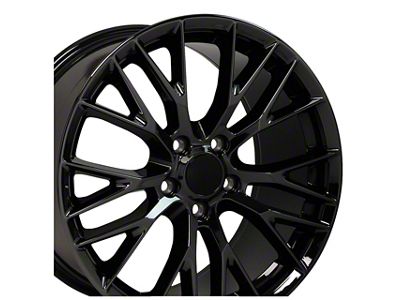 CA C7 Z06 Style Gloss Black Wheel; Front Only; 18x8.5; 56mm Offset (05-13 Corvette C6)