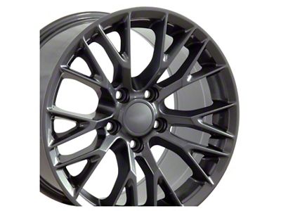 CA C7 Z06 Style Gunmetal Wheel; Rear Only; 18x10.5; 56mm Offset (97-04 Corvette C5)