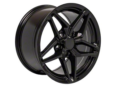 CA C7 ZR1 Style Gloss Black Wheel; Front Only; 17x9.5; 56mm Offset (97-04 Corvette C5)