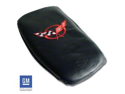 CA Console Armrest Cover; Black with Red Logo (97-04 Corvette C5)