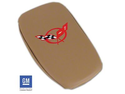 CA Console Armrest Cover; Light Oak with Red Logo (97-04 Corvette C5)