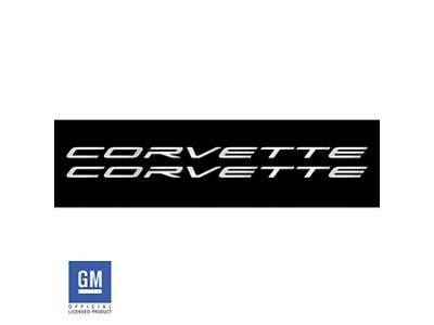 CA Corvette Script Side Skirt Vinyl Decals; Chrome Brushed Steel (20-25 Corvette C8)