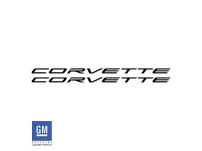 CA Corvette Script Side Skirt Vinyl Decals; Gloss Black (20-25 Corvette C8)