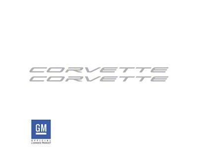 Corvette Script Side Skirt Vinyl Decals; Gloss Gray (20-25 Corvette C8)