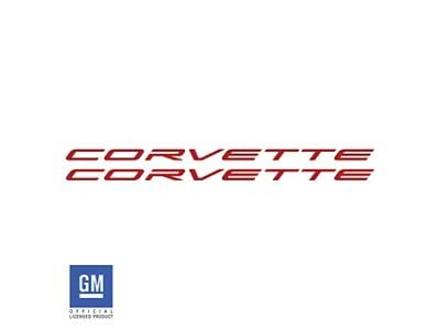 CA Corvette Script Side Skirt Vinyl Decals; Gloss Red (20-25 Corvette C8)