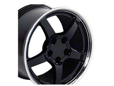 CA Deep Dish Gloss Black with Machined Lip Wheel; Front Only; 18x9.5; 54mm Offset (05-13 Corvette C6 Base)