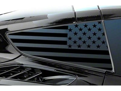 CA Distressed Texas Flag Quarter Window Decal; Gloss Black (14-19 Corvette C7 Coupe)