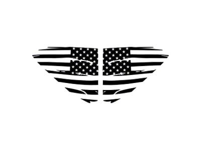 Distressed US Flag Window Decals; Gloss Black (20-25 Corvette C8)