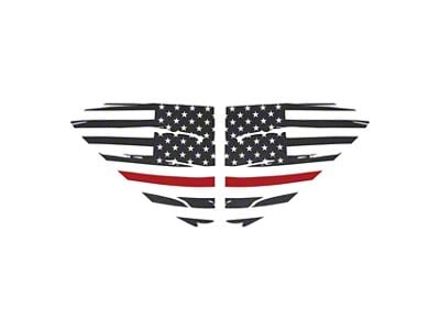 CA Distressed US Flag Window Decals; Gloss Carbon Flash with Red Stripe (20-25 Corvette C8)