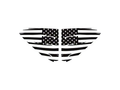 CA Distressed US Flag Window Decals; Matte Black (20-25 Corvette C8)