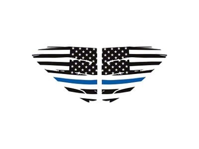 Distressed US Flag Window Decals; Matte Black with Blue Stripe (20-25 Corvette C8)