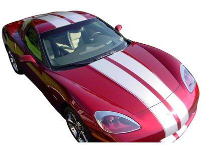 CA Dual Two Tone Stripes with Pin Stripes; Black/Black (97-19 Corvette C5, C6 & C7)