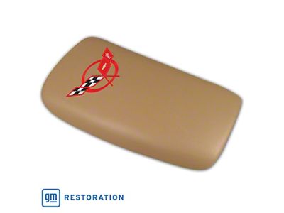 CA Embroidered Leather Console Lid; Oak with Red Logo (98-04 Corvette C5)