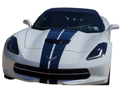 CA Front to Back Dual Stripes; Black (97-19 Corvette C5, C6 & C7)