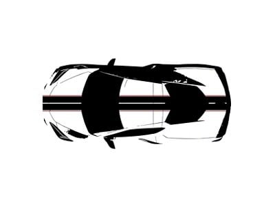 CA Front to Back Dual Stripes; Matte Black with Gloss Red Pinstripes (20-25 Corvette C8)