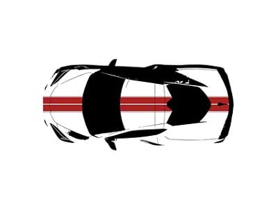 CA Front to Back Dual Stripes; Matte Red with Gloss Silver Pinstripes (20-25 Corvette C8)