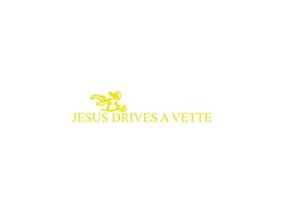 Jesus Drives a Vette Decal; Gloss Yellow (Universal; Some Adaptation May Be Required)