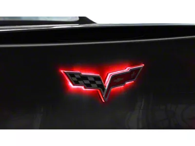 LED Centennial Flags Emblem; Red (05-13 Corvette C6)