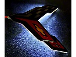 LED Front Stock Emblem with Red Lighting Effects; Carbon Flash (20-25 Corvette C8)