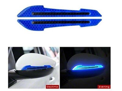 CA Side Mirror Warning Trim; Blue Reflective Carbon Fiber (20-25 Corvette C8)