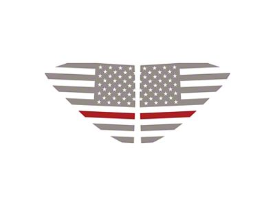 CA Standard US Flag Window Decals; Gloss Silver with Red Stripe (20-25 Corvette C8)