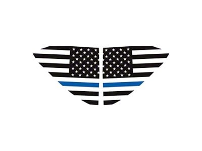 Standard US Flag Window Decals; Matte Black with Blue Stripe (20-25 Corvette C8)